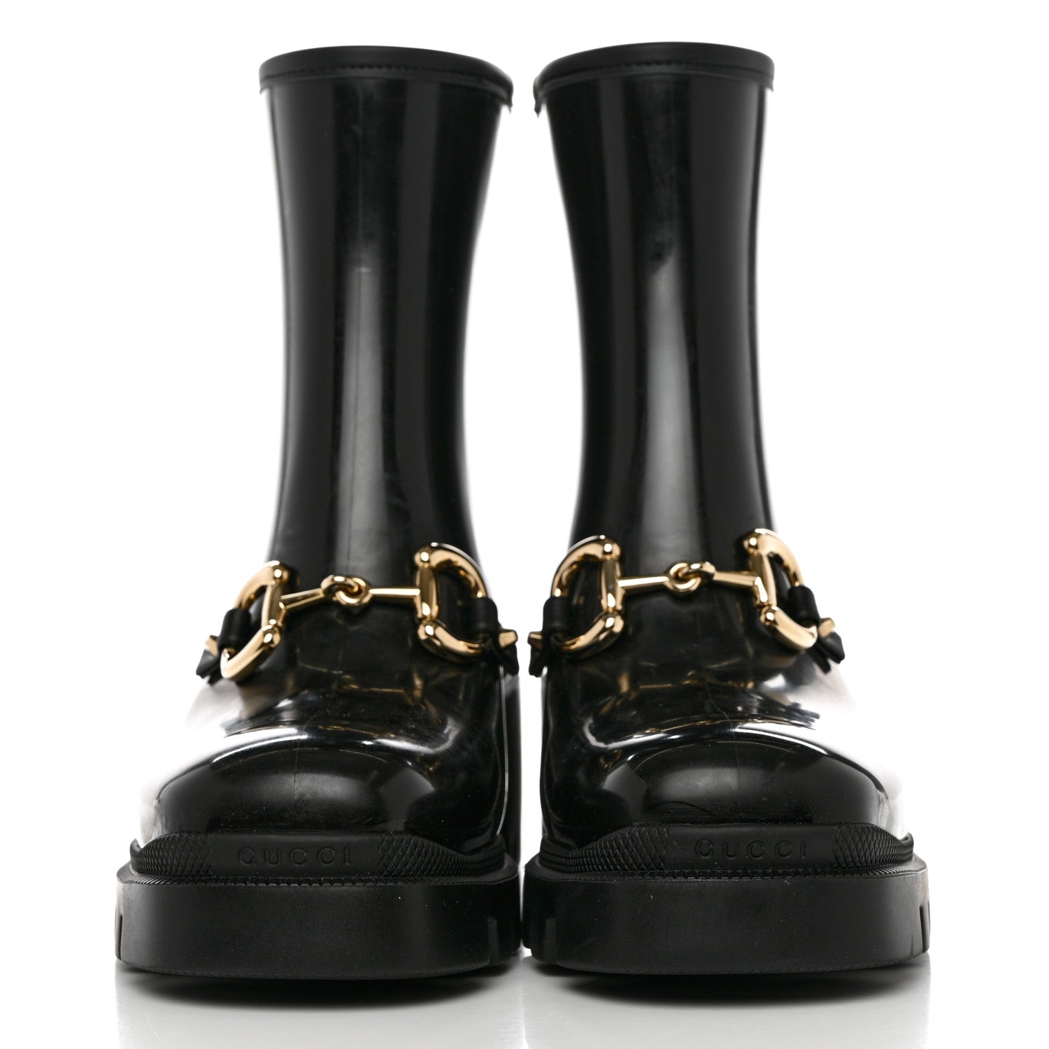 Gucci Rubber Womens Horsebit Ankle Boots 39 Black 2 of 9