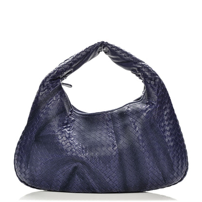 Bottega Veneta Embroidered Nappa Intrecciato Large Veneta Hobo Atlantic 1 of 8