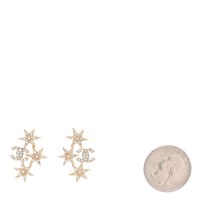 Chanel Crystal Pearl CC Star Earrings Gold 2 of 4