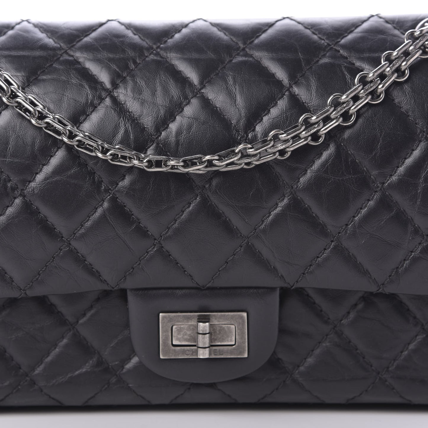 Aged Calfskin Quilted 2.55 Reissue 225 Flap Black