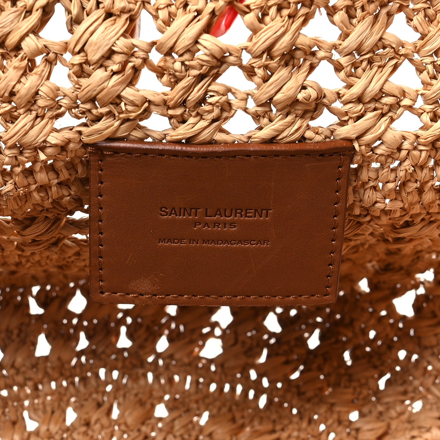 Saint Laurent Raffia Calfskin Small Panier Tote Naturel 6 of 10