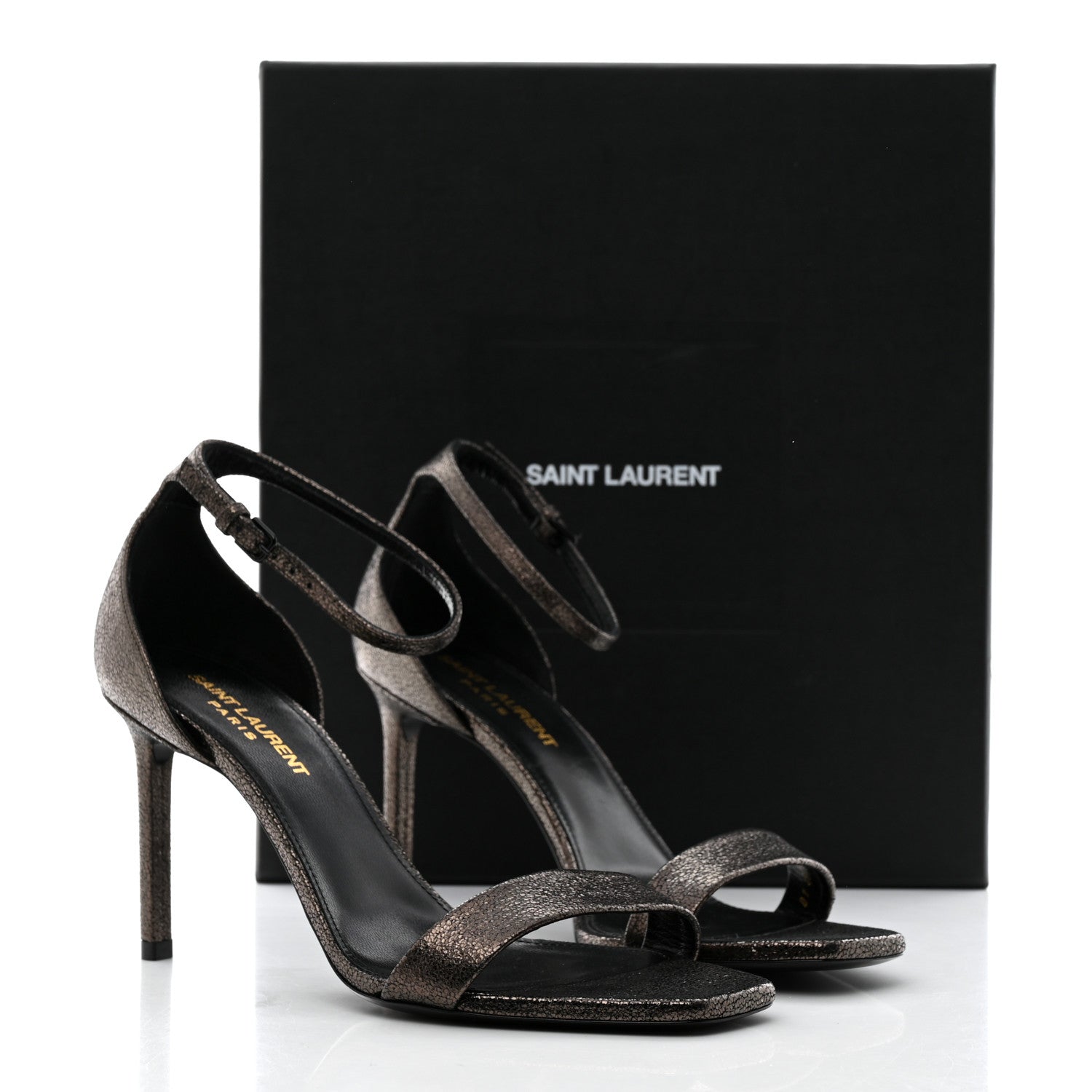 Saint Laurent Evora Amber 85 Astrap Sandals 38 Gunmetal 9 of 9