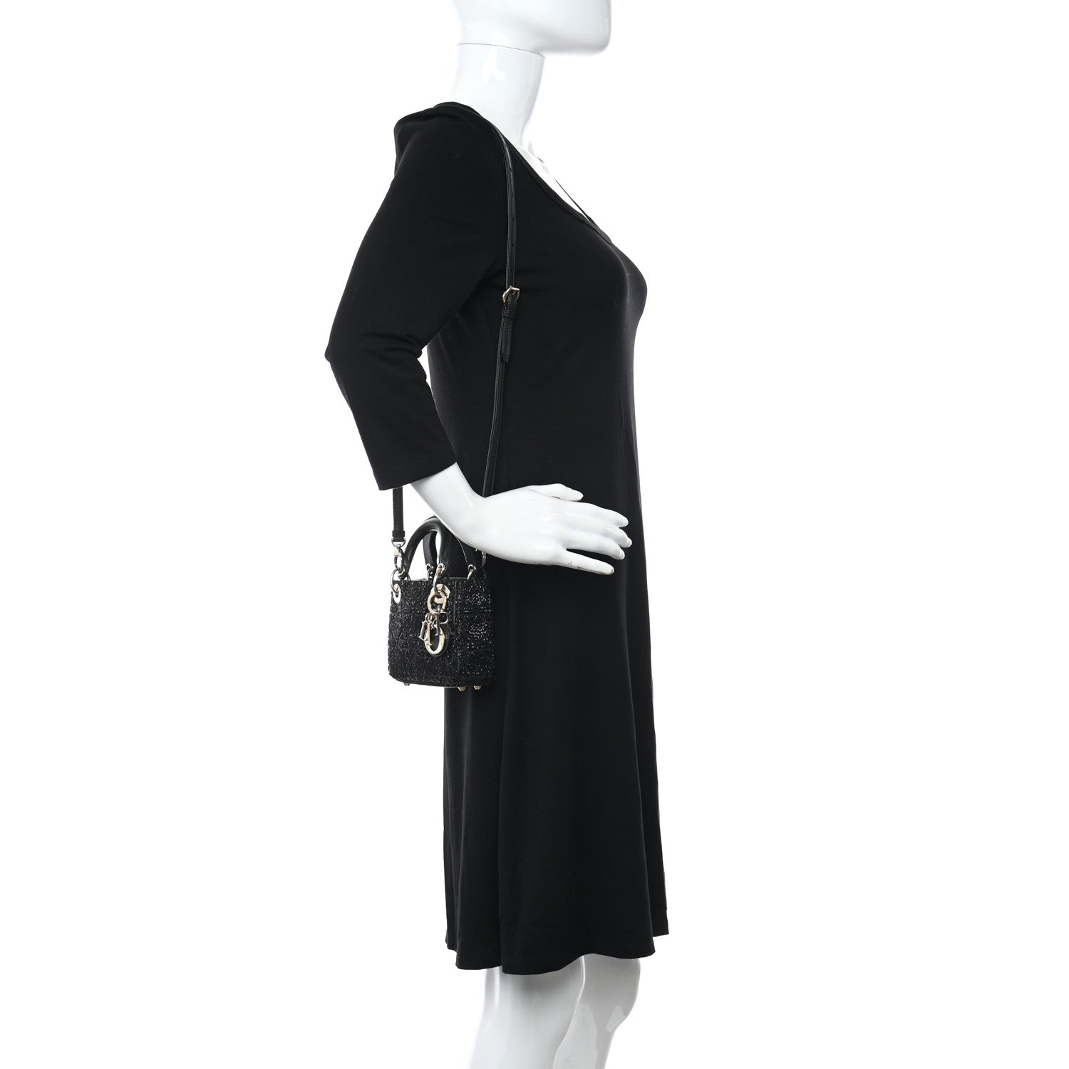 Christian Dior Lambskin Cannage Beaded Embroidery Micro Lady Dior Black 2 of 10