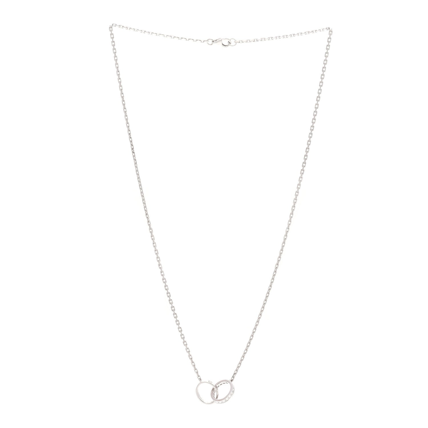 Cartier 18K White Gold Diamond Interlocking LOVE Necklace 3 of 6