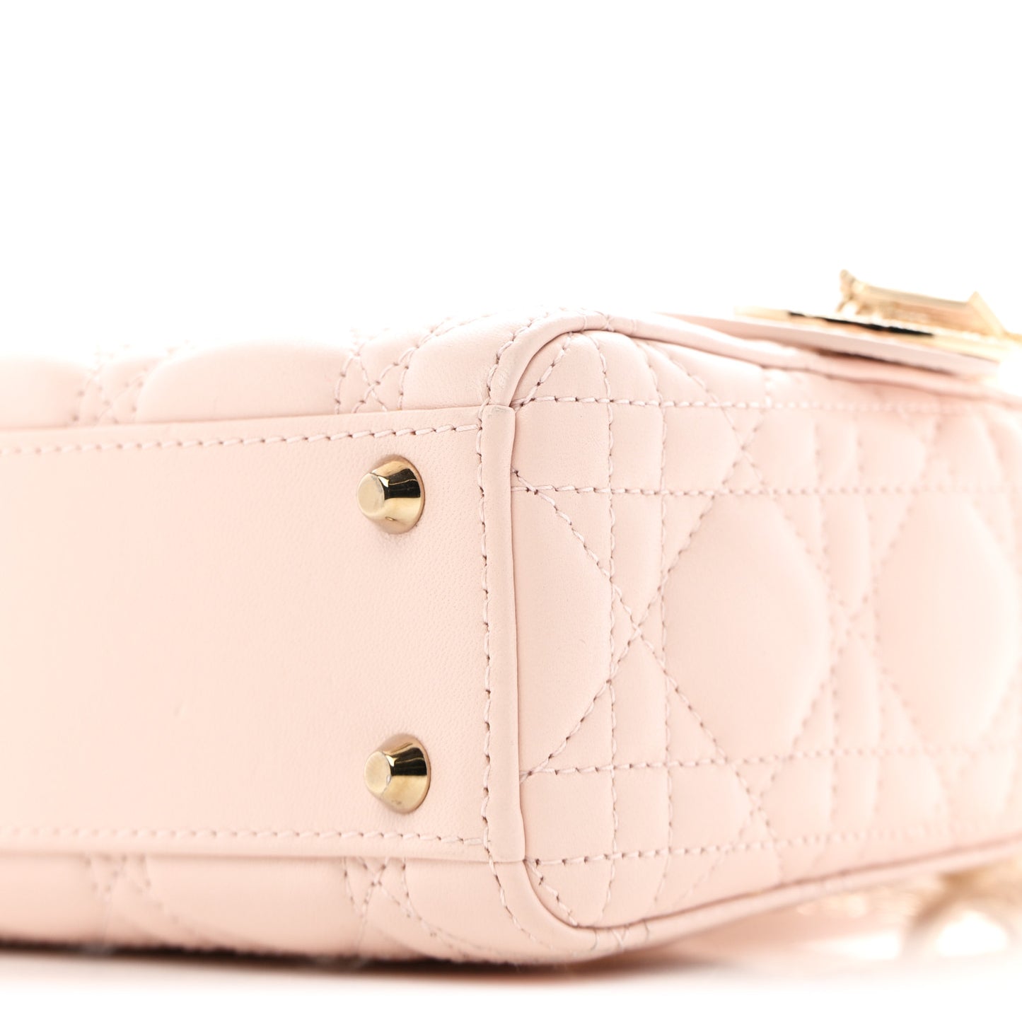 Lambskin Cannage Crystal Mini Lady Dior Powder Pink