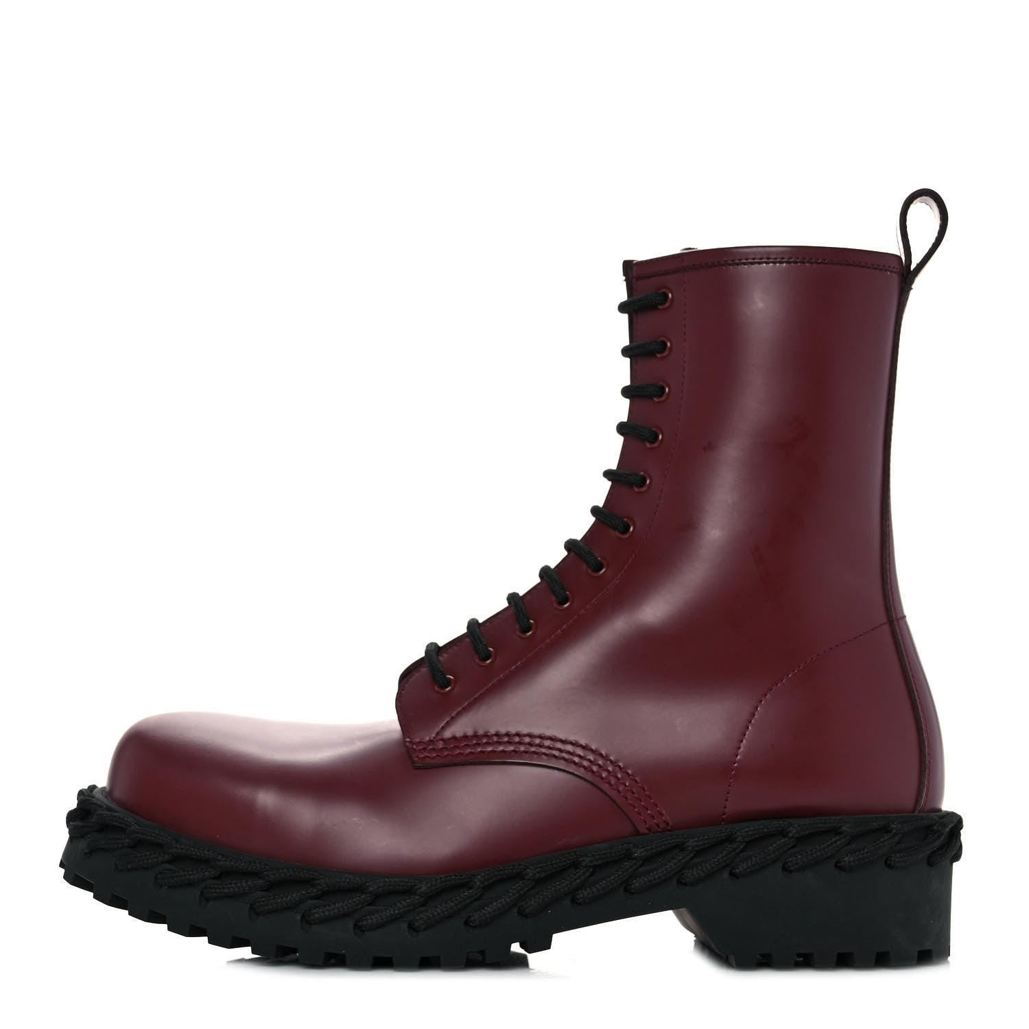 Balenciaga Calfskin Woven Detail Mens Combat Boots 42 Bordeaux 1 of 7