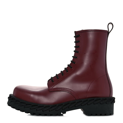 Balenciaga Calfskin Woven Detail Mens Combat Boots 42 Bordeaux 1 of 7