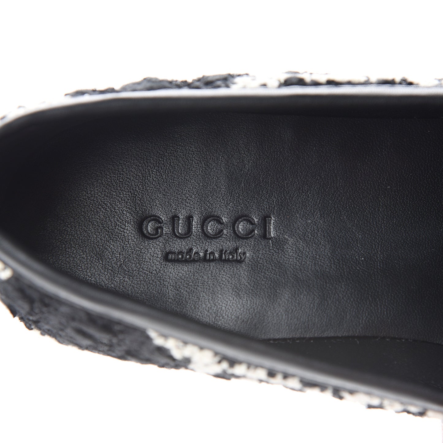 Tweed GG Monogram Horsebit Womens Jordaan Loafers 35.5 Black Natural