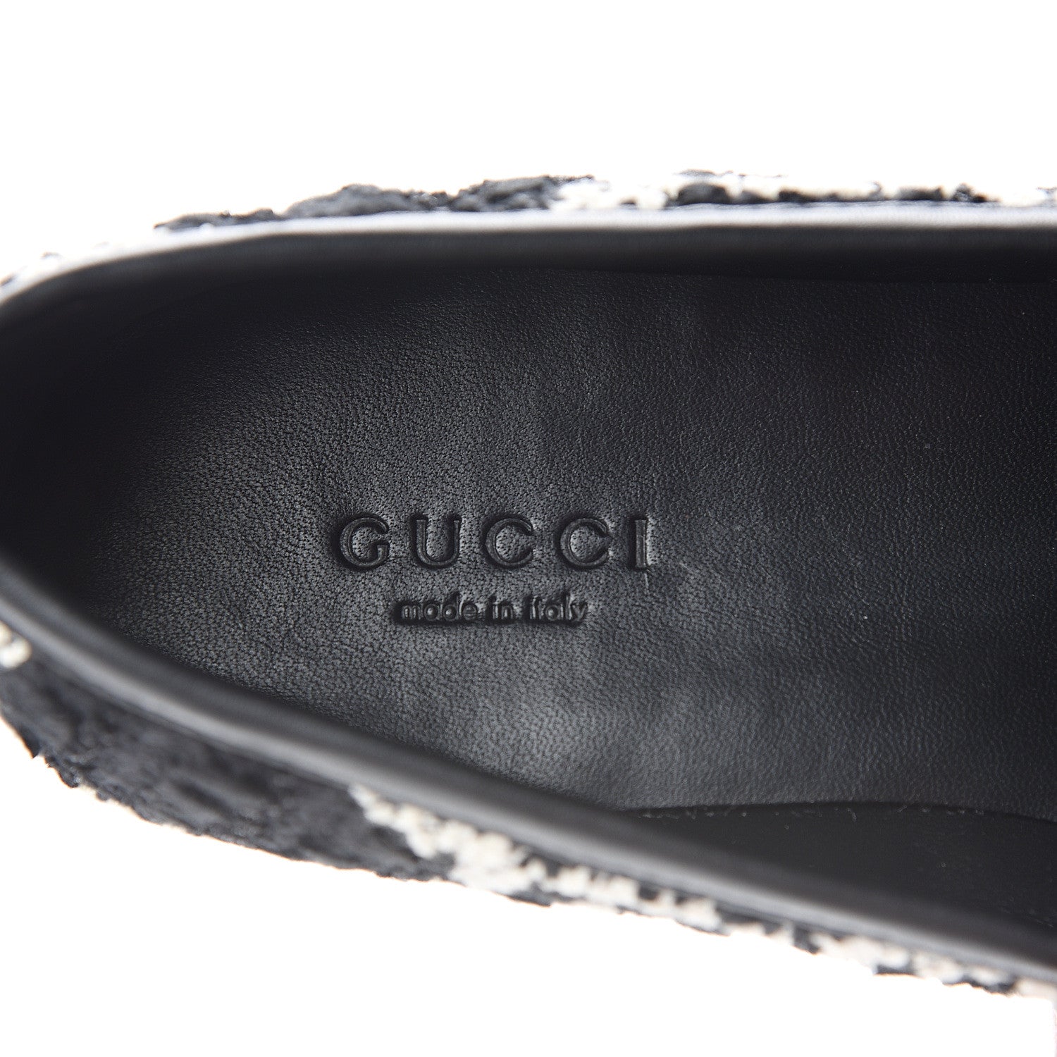 Gucci Tweed GG Monogram Horsebit Womens Jordaan Loafers 35.5 Black Natural 7 of 9