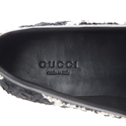Gucci Tweed GG Monogram Horsebit Womens Jordaan Loafers 35.5 Black Natural 7 of 9