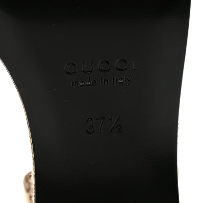 Gucci Monogram Nappa Chalotte Horsebit Ankle Strap 75mm Flatform Sandals 37.5 Beige Ebony 7 of 9