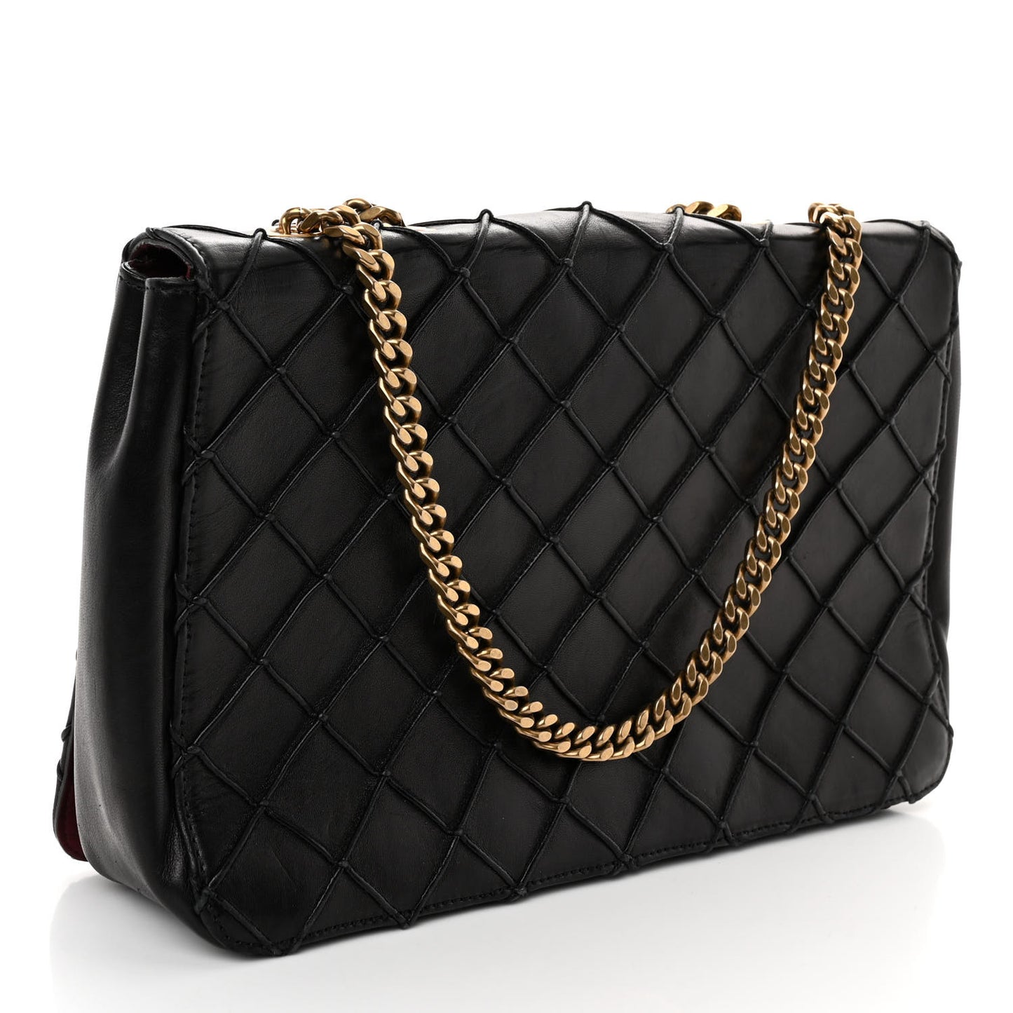 Lambskin Quilted Double Stitched The St Marc Trouble Shoulder Bag Black