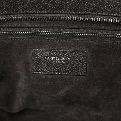 Saint Laurent Grained Calfskin Medium Cabas Rive Gauche Coal 5 of 11