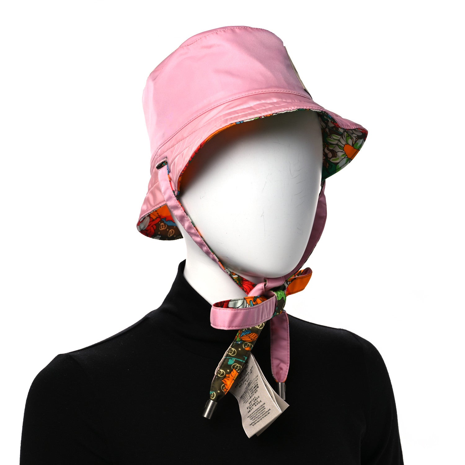 Gucci X THE NORTH FACE Econyl Nylon Floral Reversible Self-Tie Bucket Hat Pink 2 of 16
