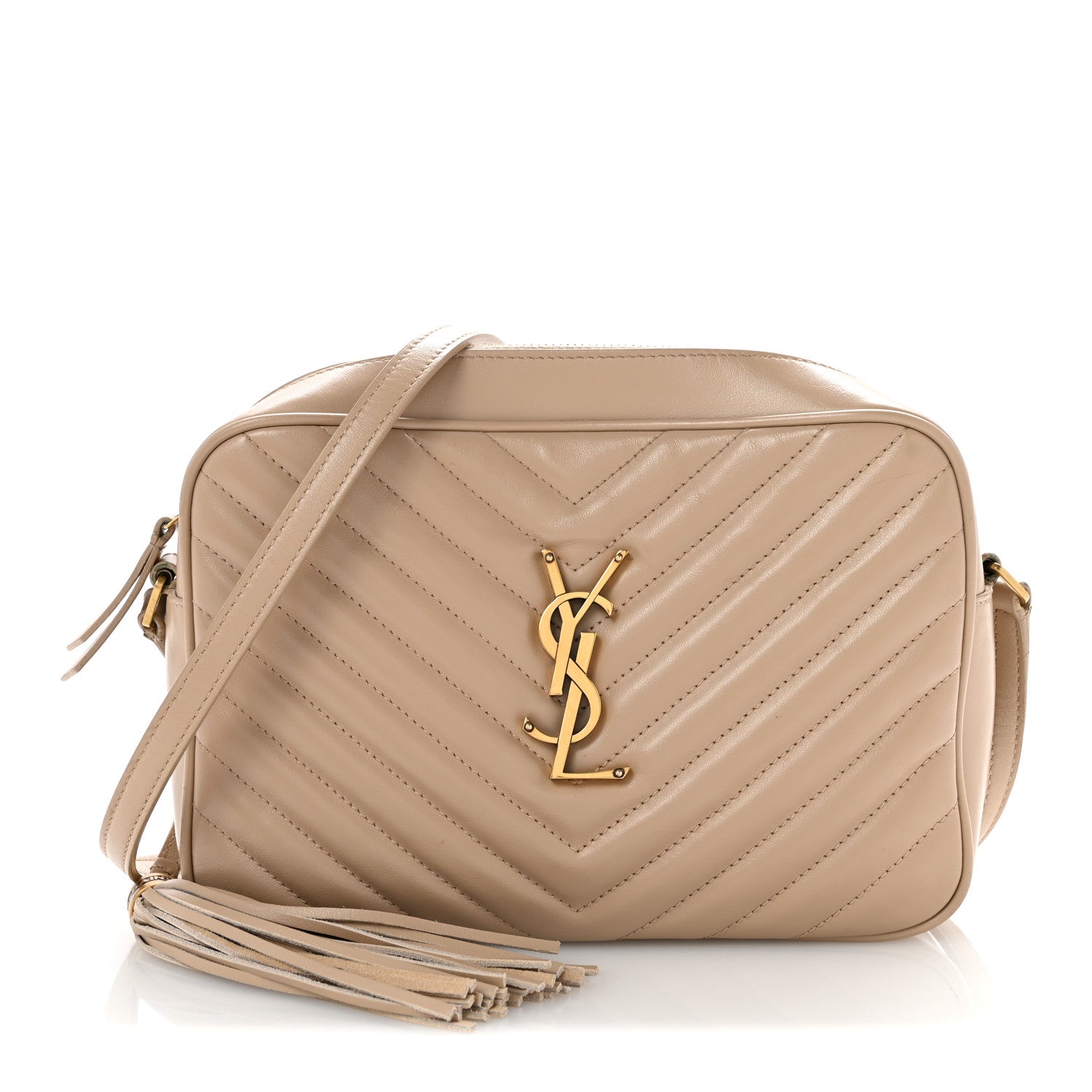 Saint Laurent Calfskin Matelasse Monogram Lou Camera Bag Dark Beige 1 of 15