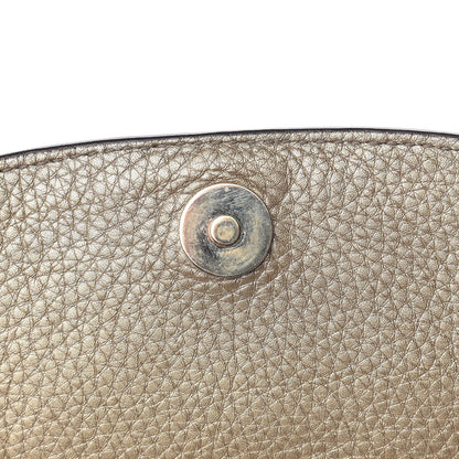 Gucci Metallic Pebbled Calfskin Small Soho Flap Crossbody Golden Beige 13 of 14