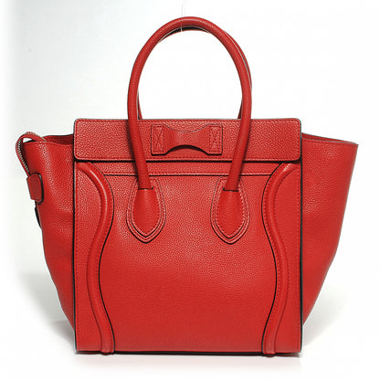 Celine Drummed Leather Micro Luggage Coquelicot 7 of 12