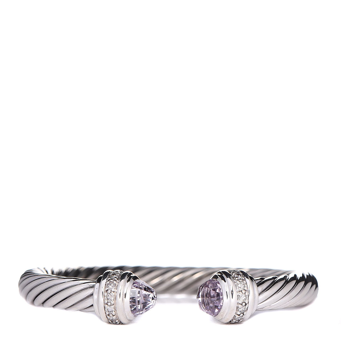 Sterling Silver Diamond Amethyst 7mm Cable Classics Bracelet