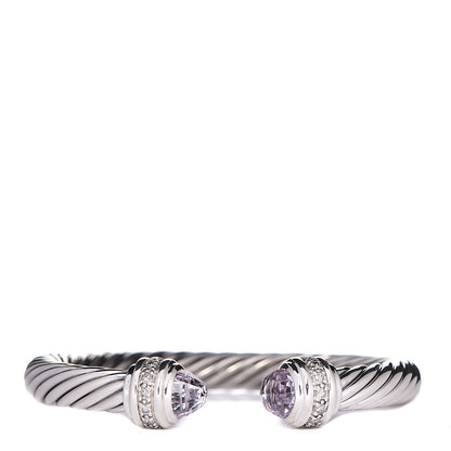 David Yurman Sterling Silver Diamond Amethyst 7mm Cable Classics Bracelet 1 of 6