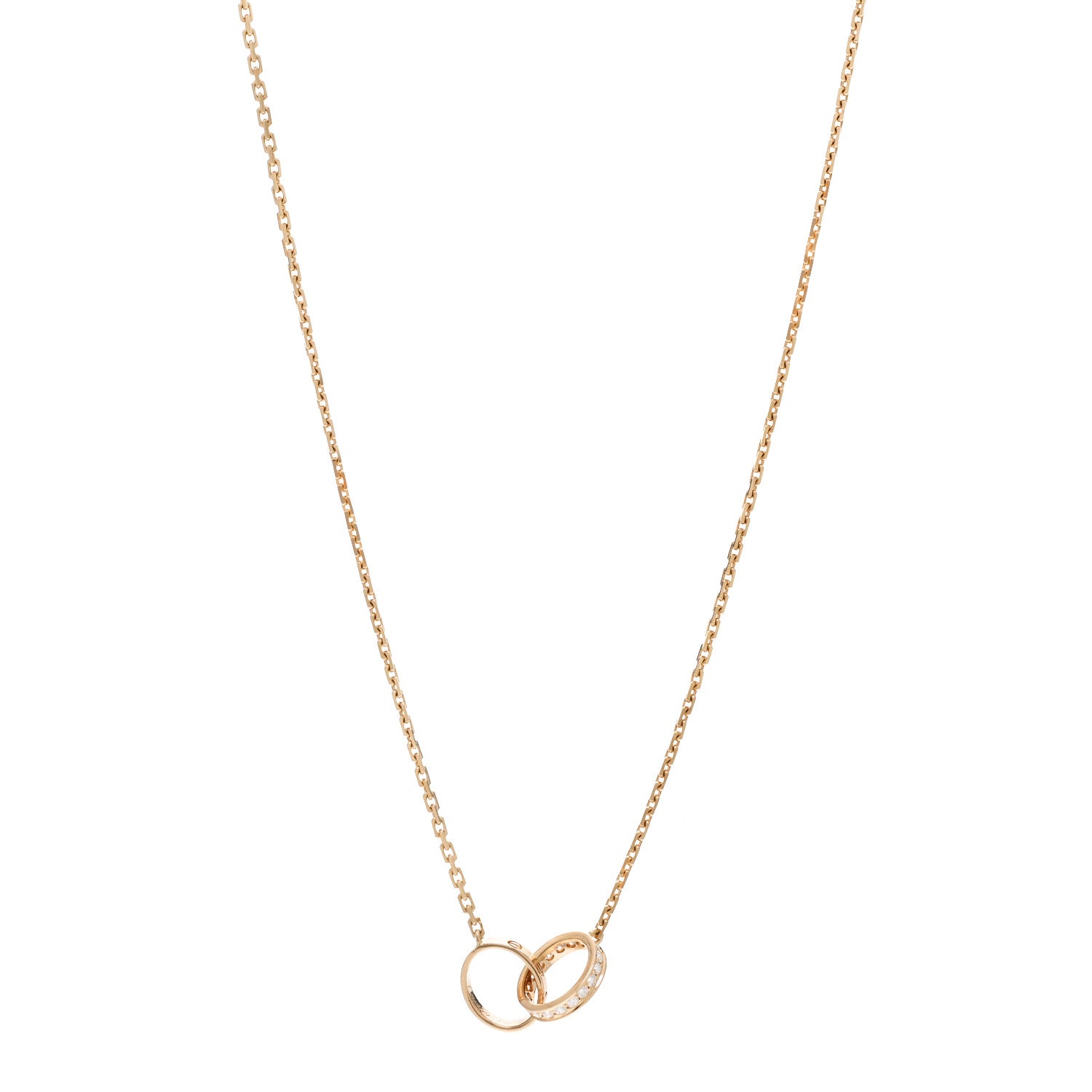 Cartier 18K Yellow Gold Diamond Interlocking LOVE Necklace 1 of 5