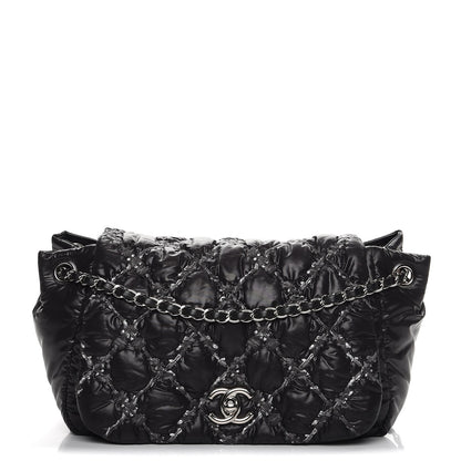 Chanel Nylon Quilted Tweed Stitch Bubble Flap Black 1 of 7