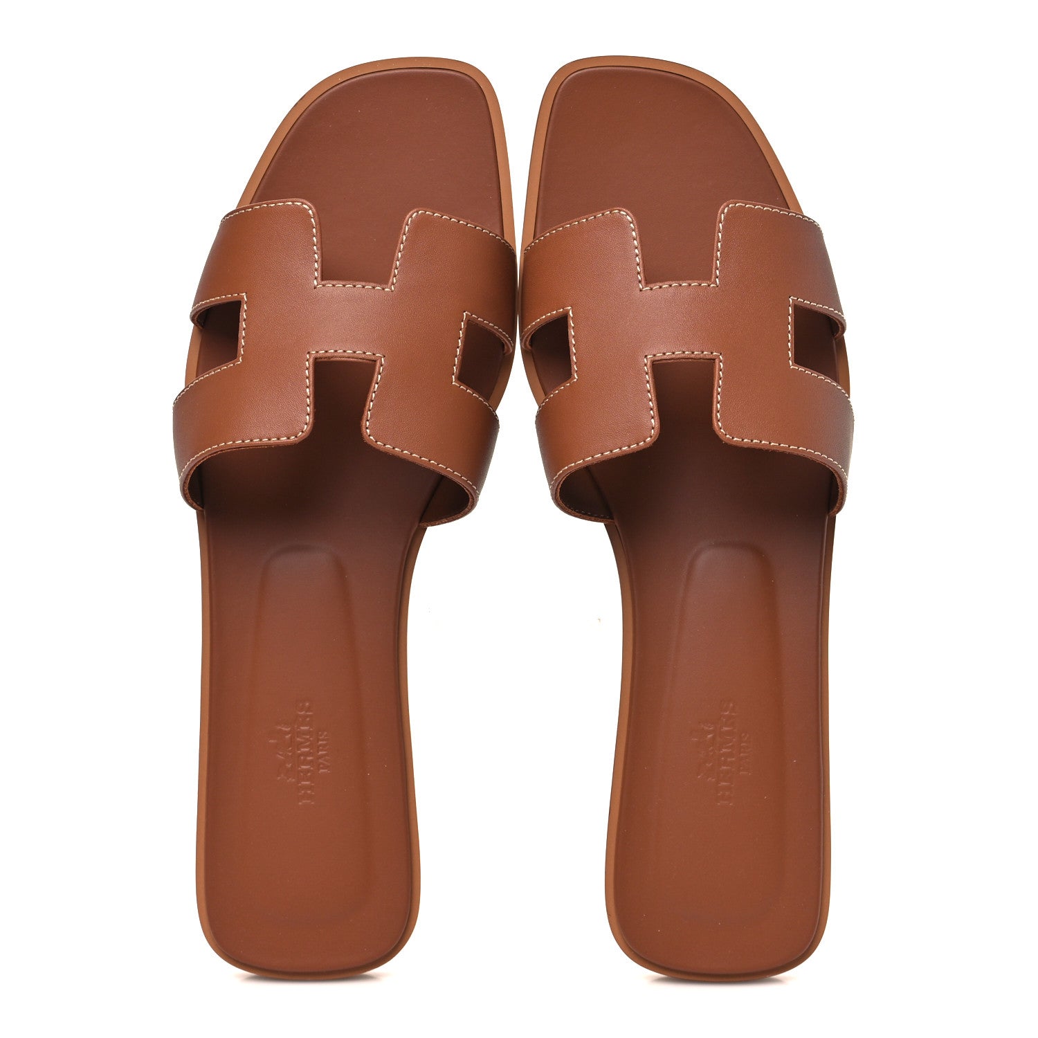 Hermes Box Calfskin Oran Sandals 41 Gold 2 of 9