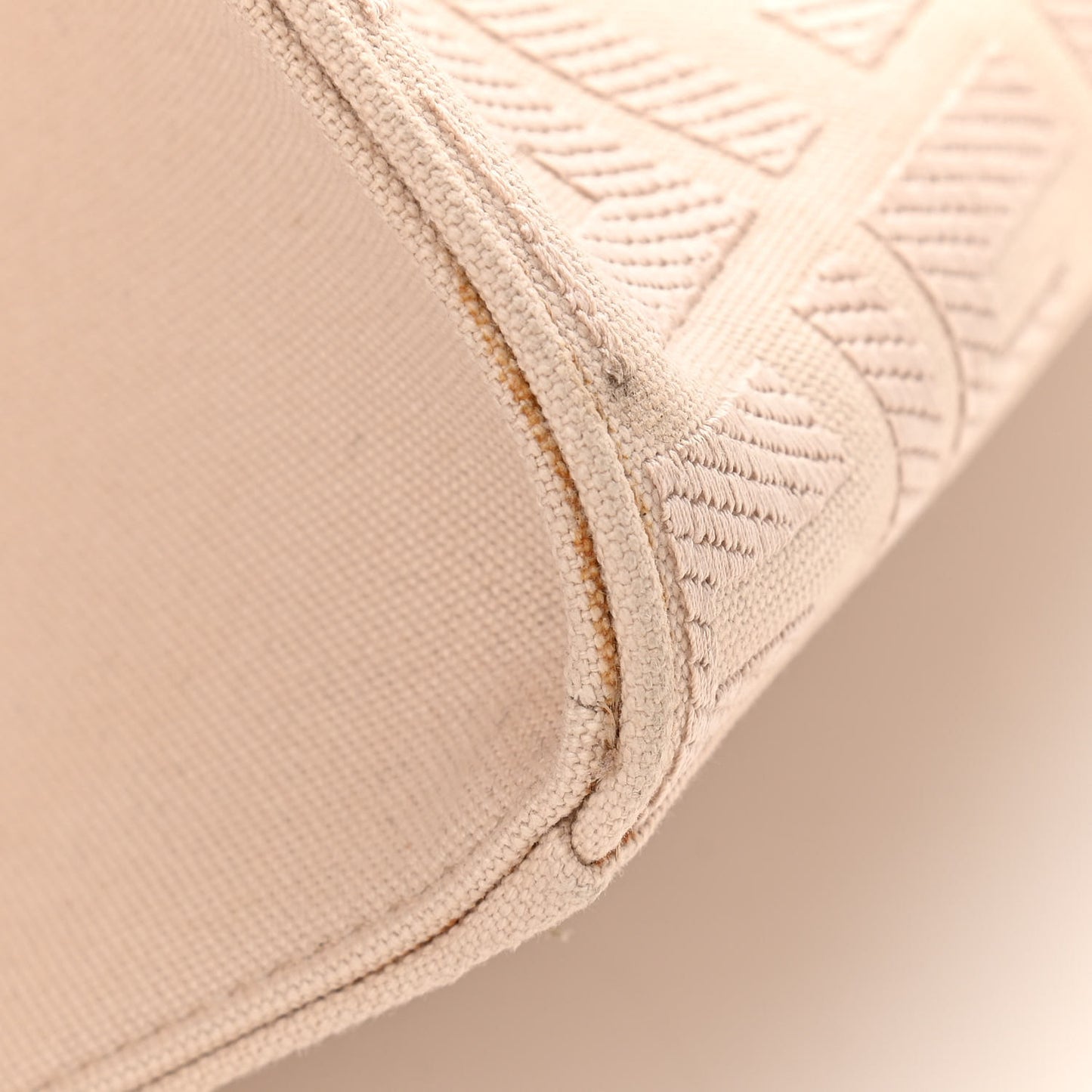 Canvas Vitello King FF Embroidered Medium Peekaboo X-Tote Poudre