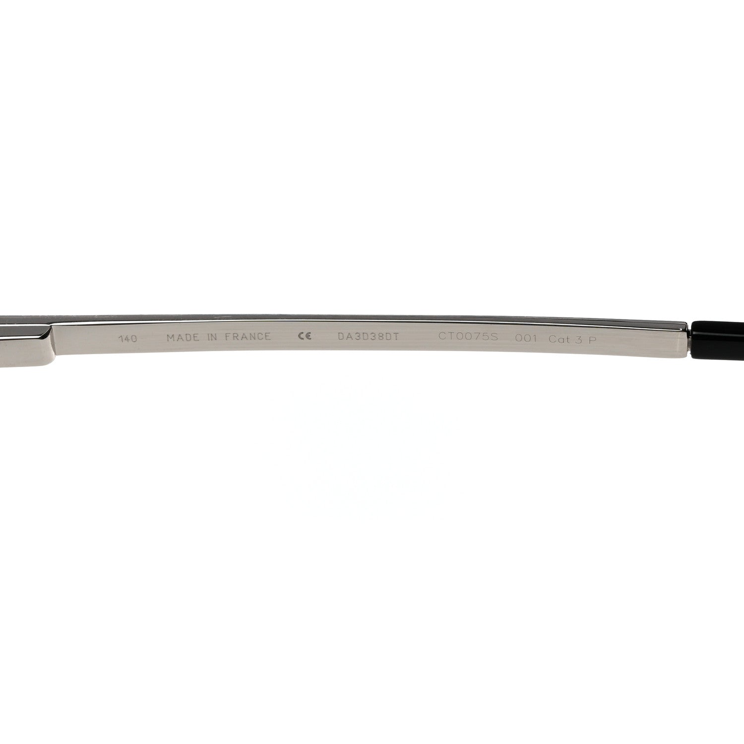 Cartier Acetate CT0075S Rectangular Sunglasses Black Silver Grey 6 of 8
