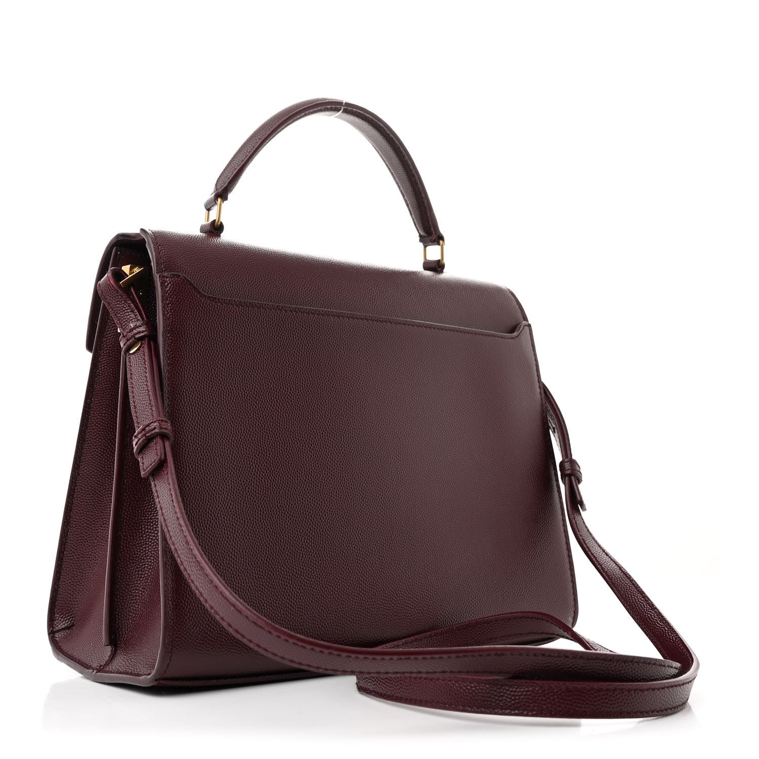 Saint Laurent Grain de Poudre Medium Classic Monogram Cassandra Top Handle Rouge Legion 3 of 12