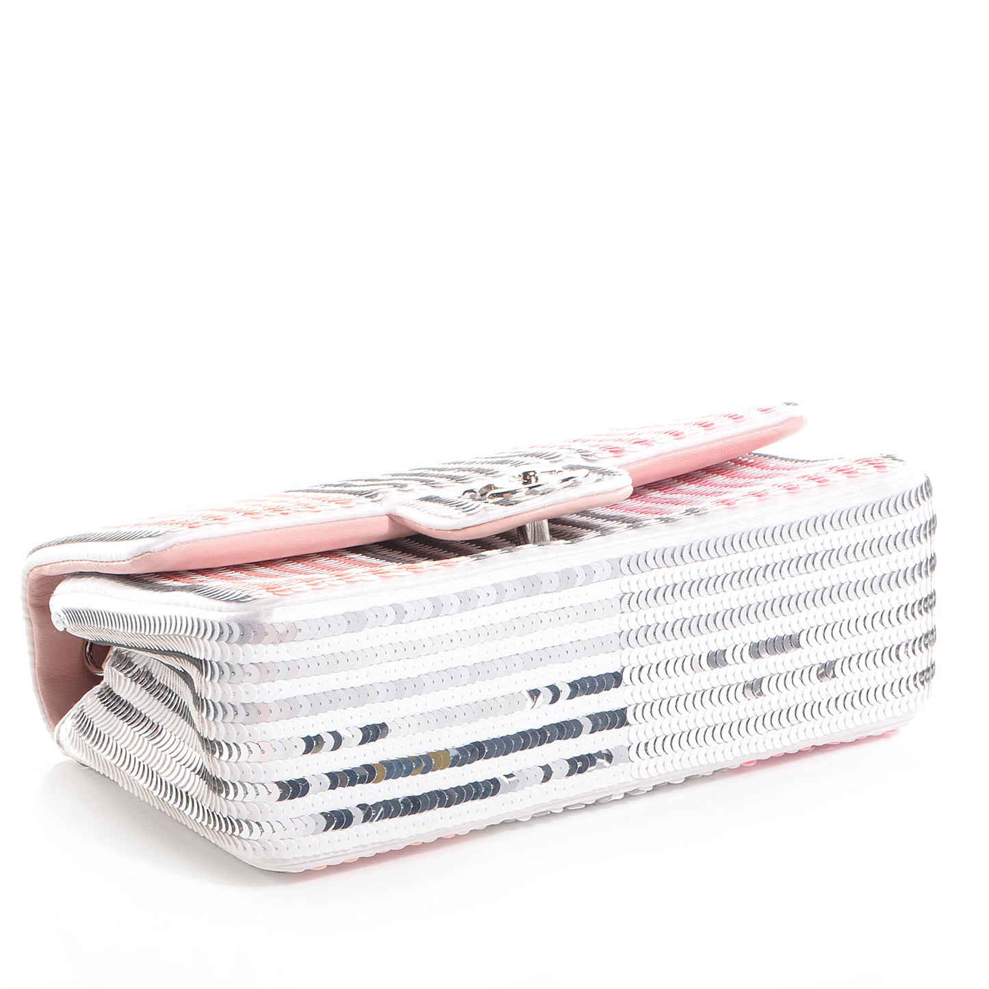 Sequin Striped Mini Flap Pink White