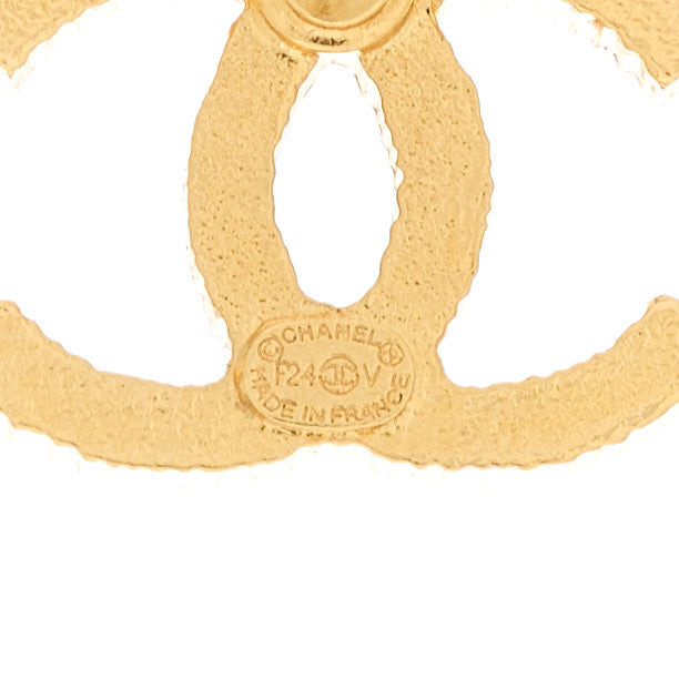 Chanel Metal Textured CC Earrings Gold 4 of 5