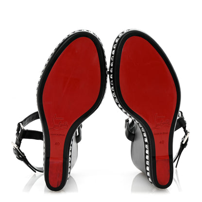 Christian Louboutin Nappa Crystal Pyrastrass 110 Wedge Sandals 40 Black 6 of 9