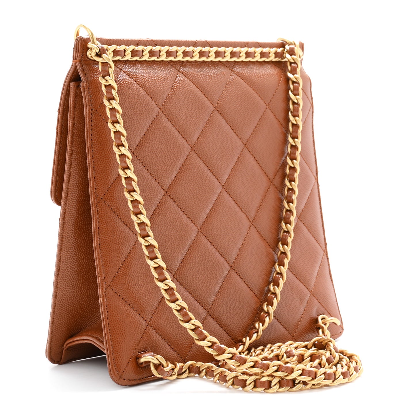 Caviar Quilted Multi Chain Backpack Light Brown