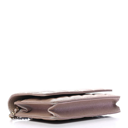 Chanel Iridescent Caviar Quilted Wallet On Chain WOC Beige 4 of 9