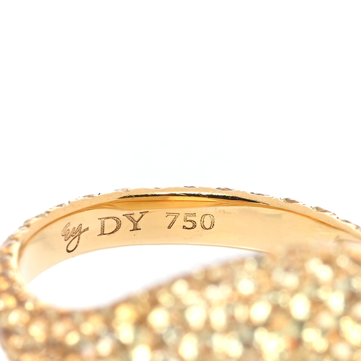 18K Yellow Gold Yellow Sapphire 13mm Pave Pinky Ring 45 3.25