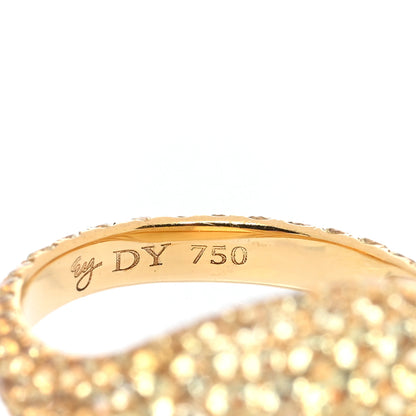 David Yurman 18K Yellow Gold Yellow Sapphire 13mm Pave Pinky Ring 45 3.25 4 of 5
