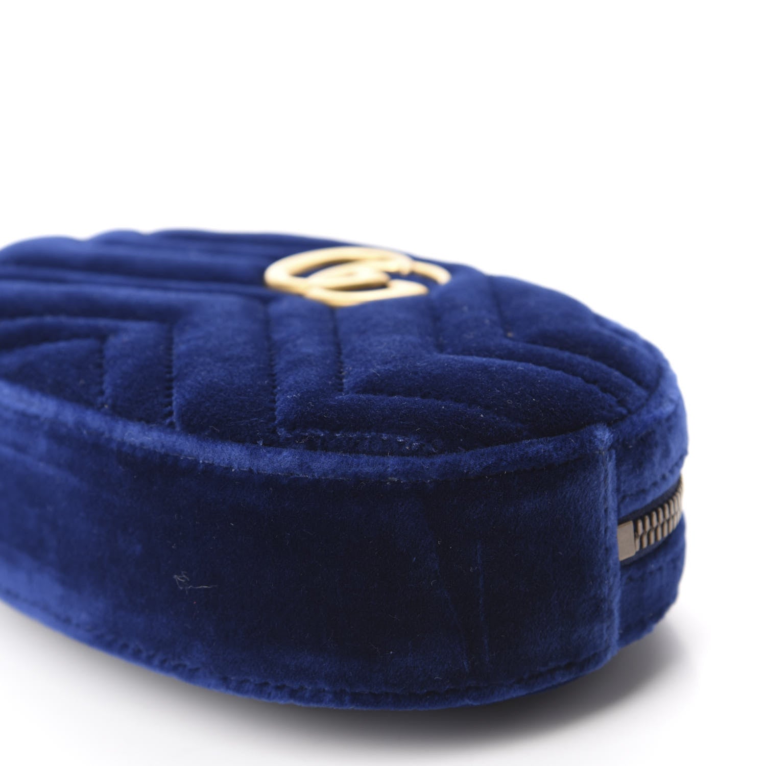 Gucci Velvet Matelasse GG Marmont Belt Bag 85 34 Cobalt Blue 7 of 11