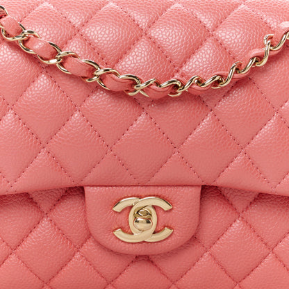 Chanel Metallic Caviar Quilted Medium Double Flap Pink 9 of 12