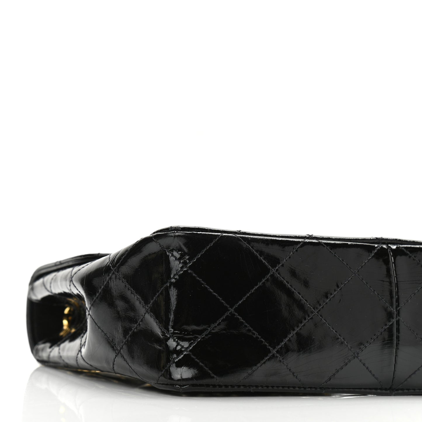 Patent Quilted Small Single Flap Black