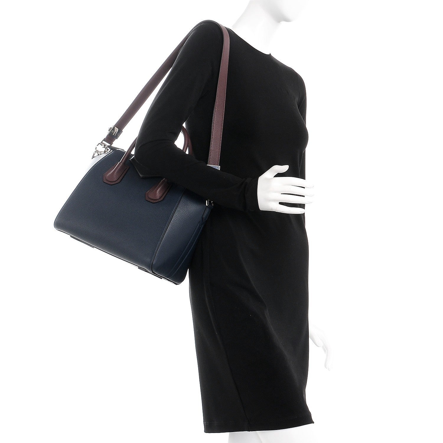 Givenchy Sugar Goatskin Tri-Color Small Antigona Navy Burgundy 3 of 9