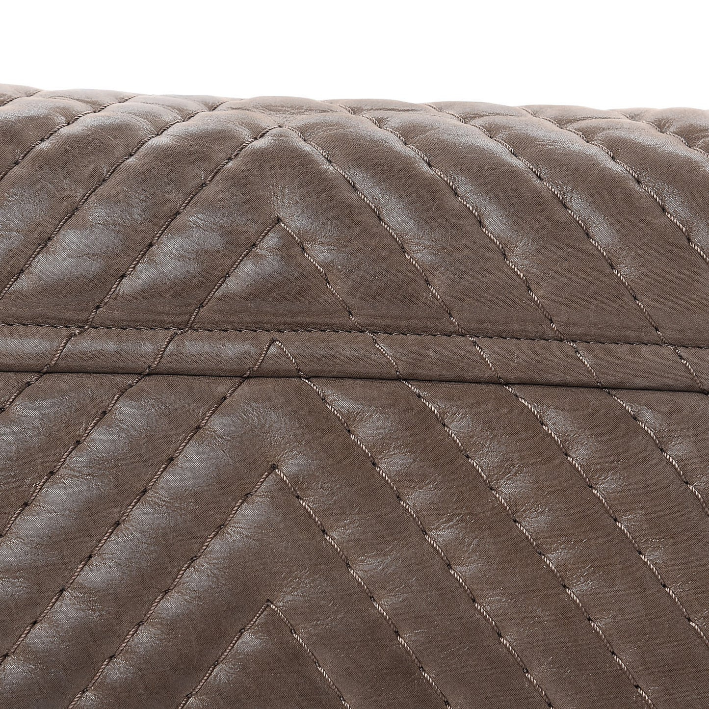 Calfskin Surpique Chevron Jumbo Flap Brown