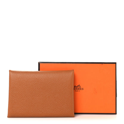 Hermes Epsom Calvi Duo Card Case Gold 8 of 8