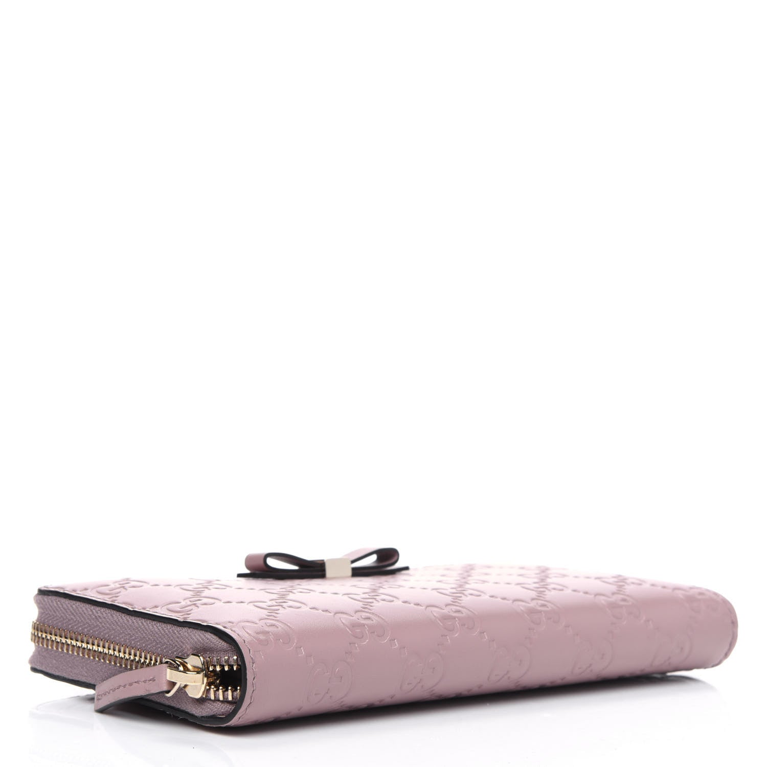 Gucci Guccissima Bow Zip Around Wallet Pink 3 of 4