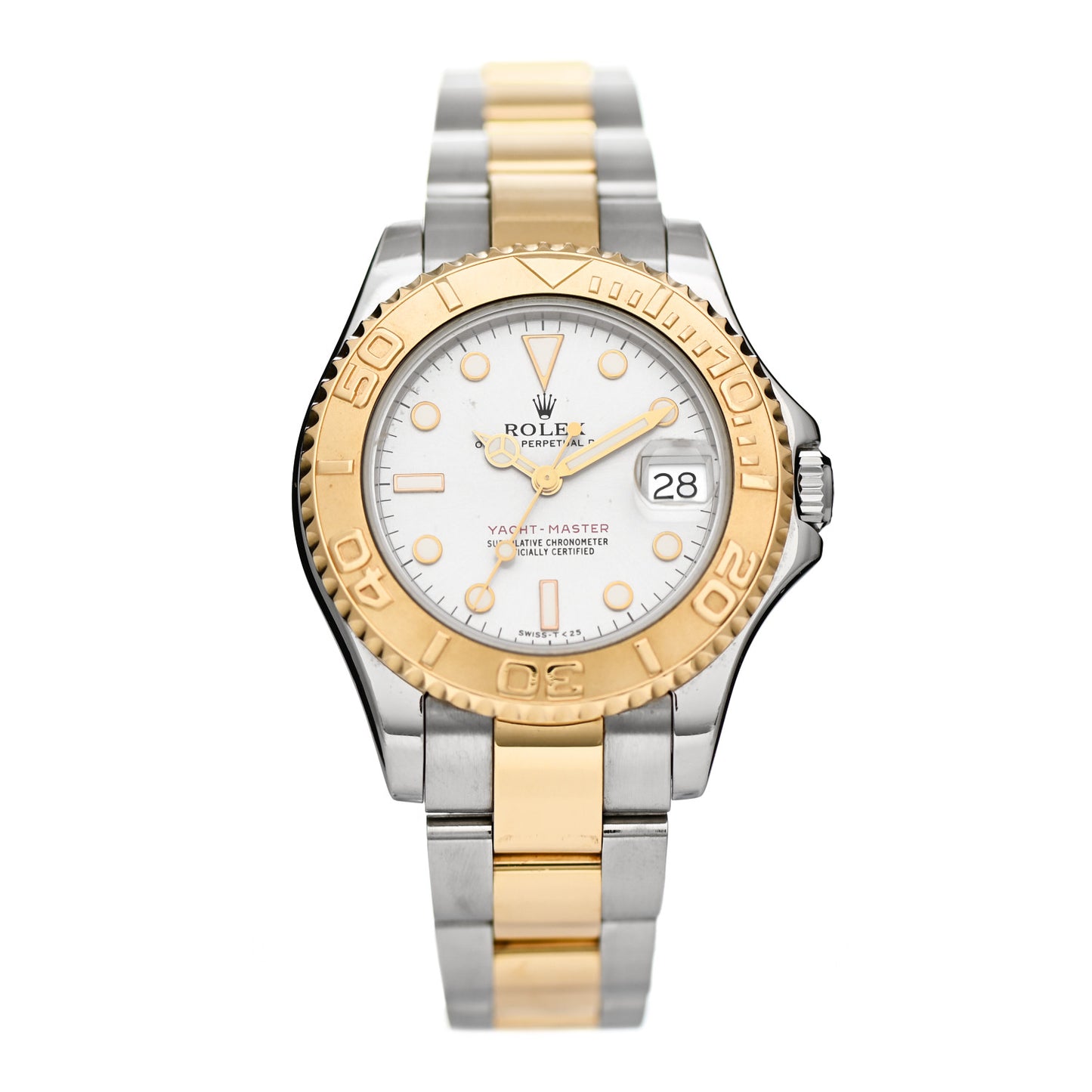 Stainless Steel 18K Yellow Gold 35mm Oyster Perpetual Date Yacht-Master Watch Silver 68623