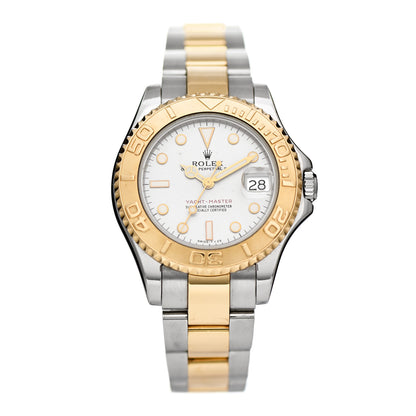 Rolex Stainless Steel 18K Yellow Gold 35mm Oyster Perpetual Date Yacht-Master Watch Silver 68623 1 of 4
