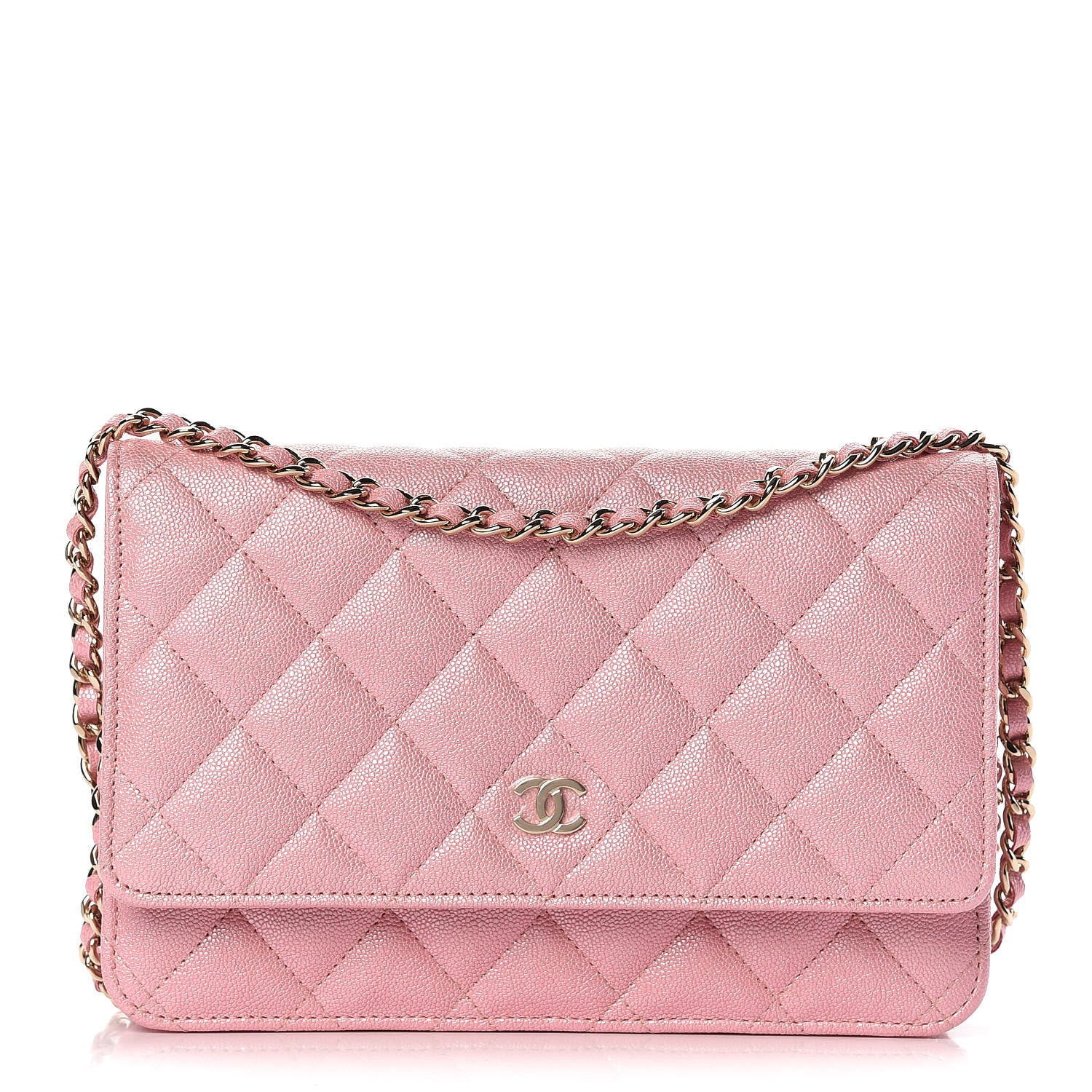 Chanel Iridescent Caviar Quilted Wallet on Chain WOC Rose Pink 1 of 9