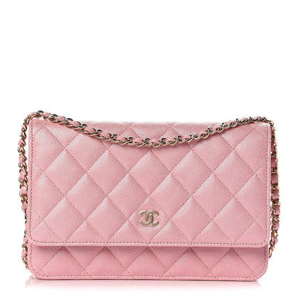 Chanel Iridescent Caviar Quilted Wallet on Chain WOC Rose Pink 1 of 9