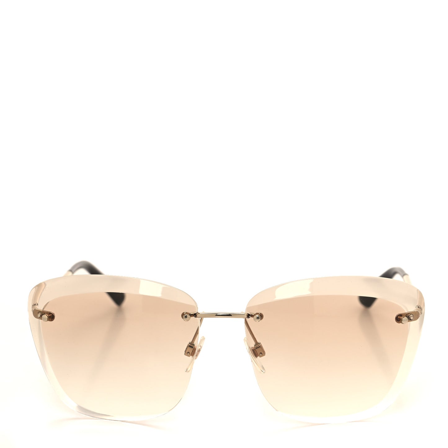 Titanium Polarized Rimless Square Sunglasses 4221 Gold Beige