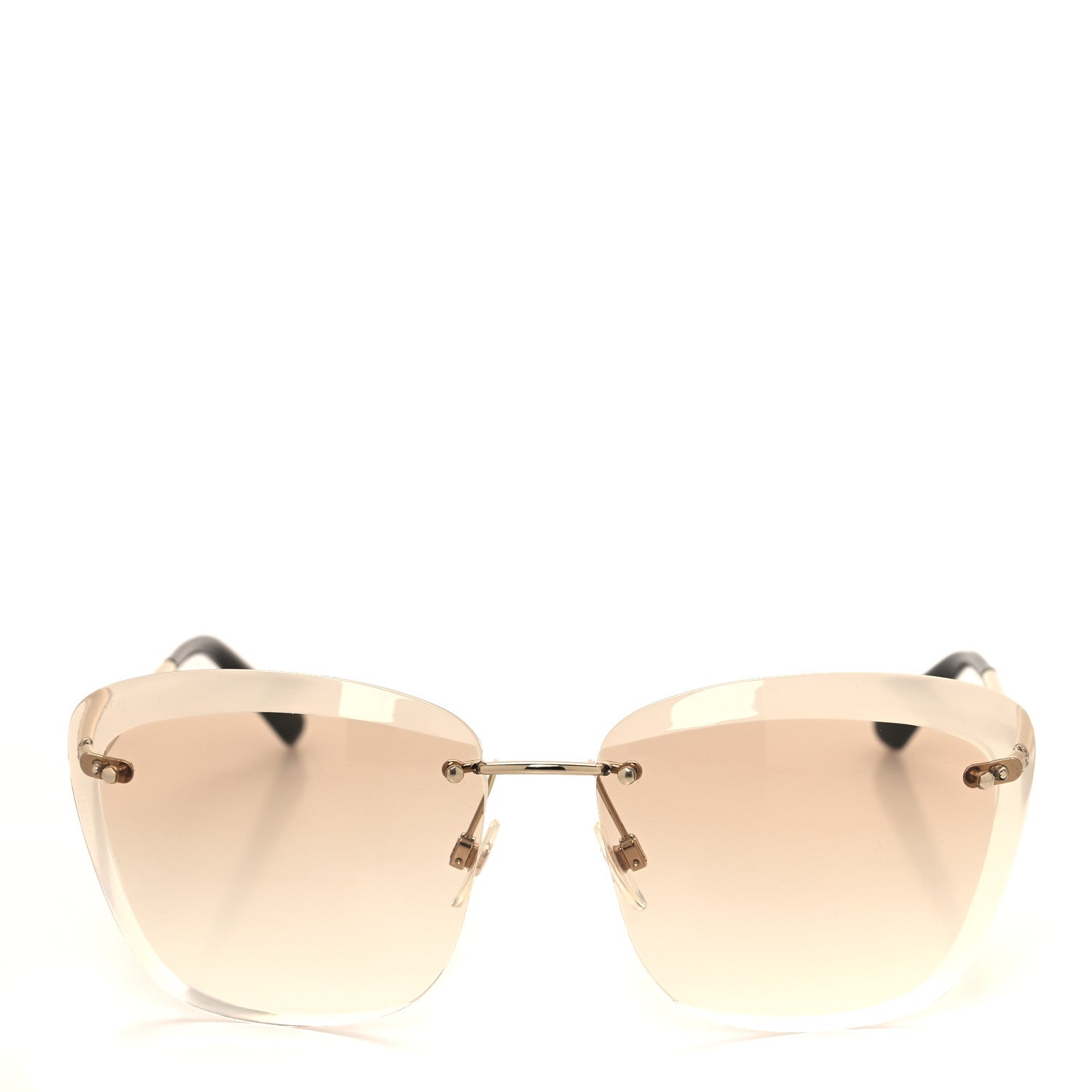 Chanel Titanium Polarized Rimless Square Sunglasses 4221 Gold Beige 2 of 7