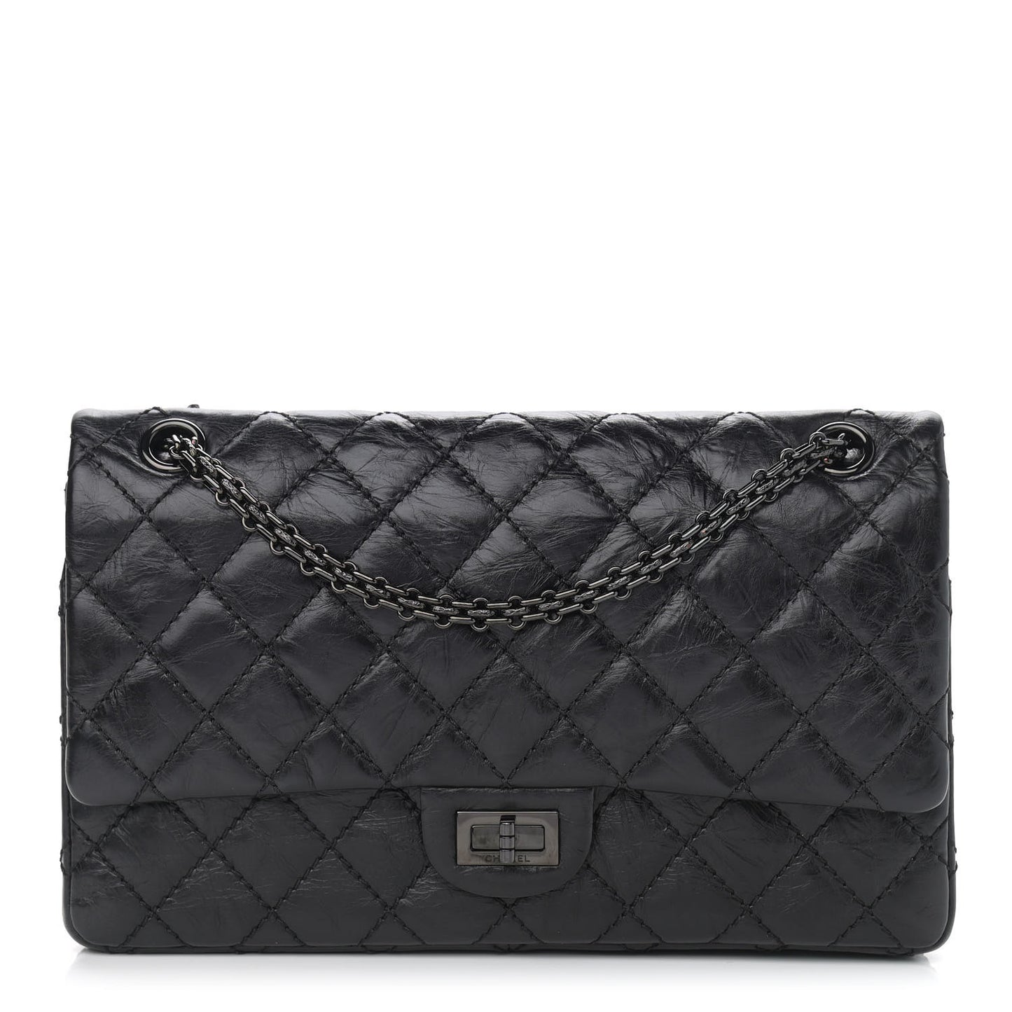 Aged Calfskin Quilted 2.55 Reissue 226 Flap So Black